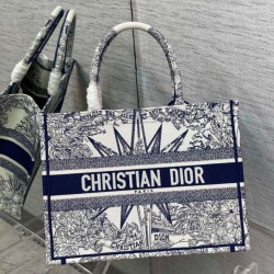 Replica Dior Dior Book Tote media Rêve d'Infini ricamo bianco/blu