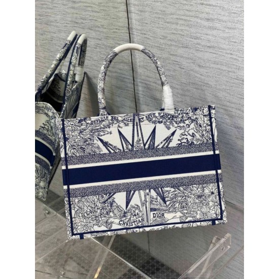 Replica Dior Dior Book Tote media Rêve d'Infini ricamo bianco/blu
