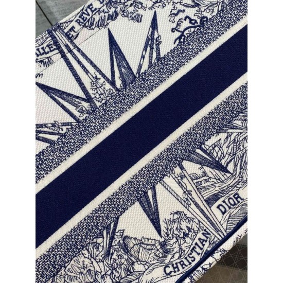 Replica Dior Dior Book Tote media Rêve d'Infini ricamo bianco/blu