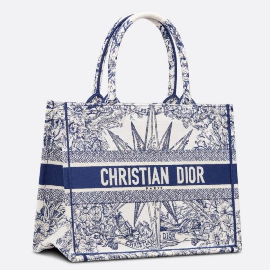 Replica Dior Dior Book Tote media Rêve d'Infini ricamo bianco/blu