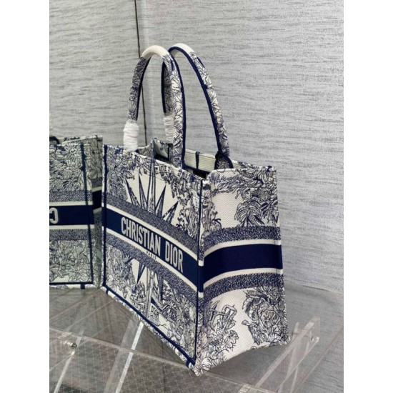 Replica Dior Dior Book Tote media Rêve d'Infini ricamo bianco/blu