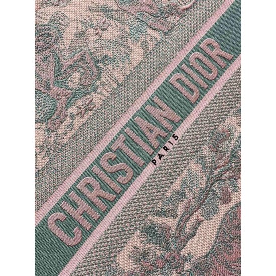 Replica Borsa tote grande per libri Dior Toile de Jouy Sauvage ricamo rosa / grigio