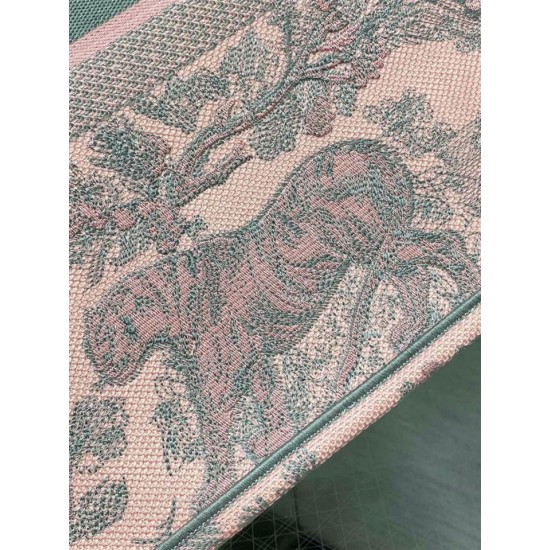 Replica Borsa tote grande per libri Dior Toile de Jouy Sauvage ricamo rosa / grigio