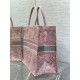 Replica Borsa tote grande per libri Dior Toile de Jouy Sauvage ricamo rosa / grigio