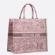 Replica Borsa tote grande per libri Dior Toile de Jouy Sauvage ricamo rosa / grigio