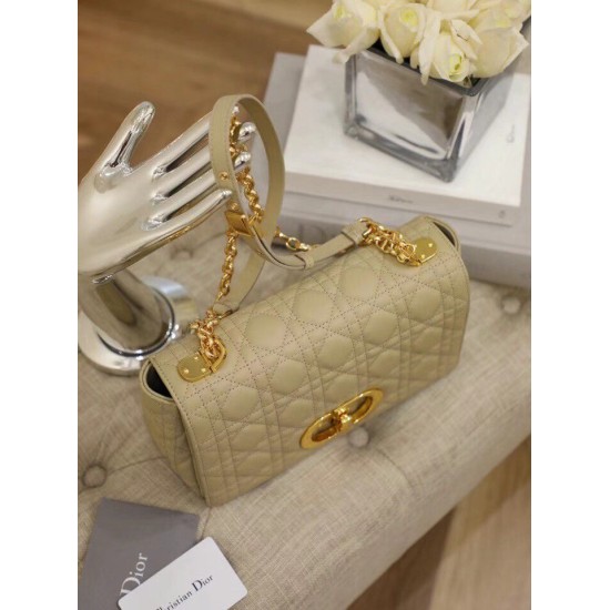 Replica Borsa media Dior Caro Cannage Beige