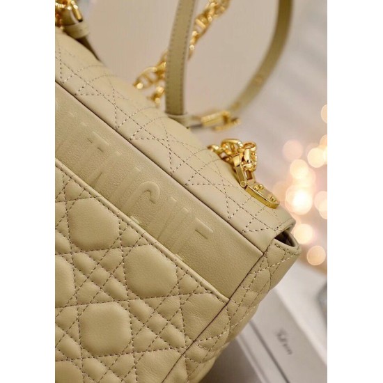 Replica Borsa media Dior Caro Cannage Beige