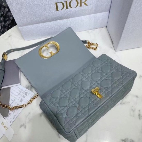 Replica Borsa Dior Caro Media Cannage Grigio