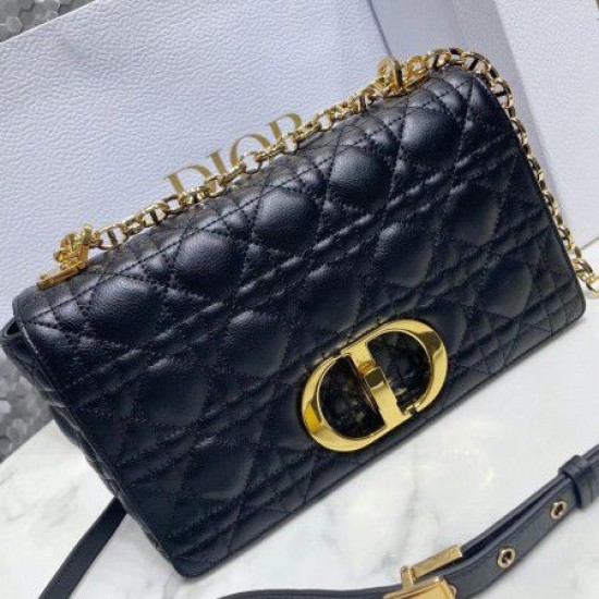 Replica Borsa media Dior Caro Cannage nera