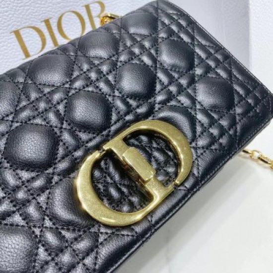 Replica Borsa media Dior Caro Cannage nera