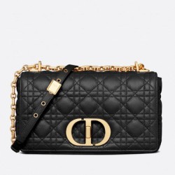 Replica Borsa media Dior Caro Cannage nera