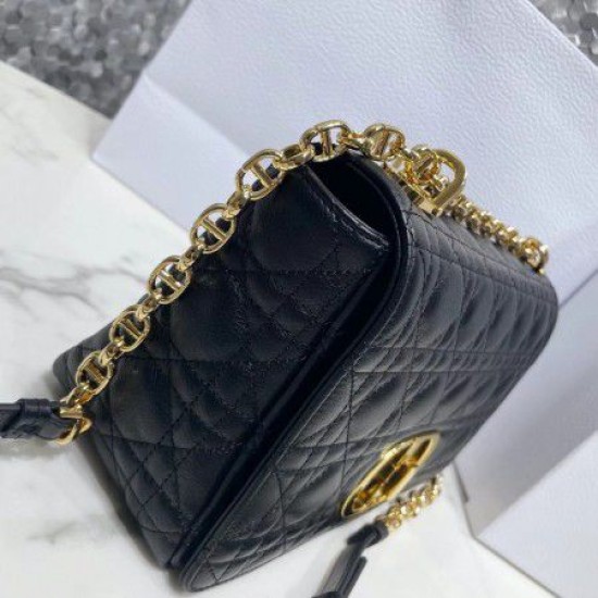 Replica Borsa media Dior Caro Cannage nera