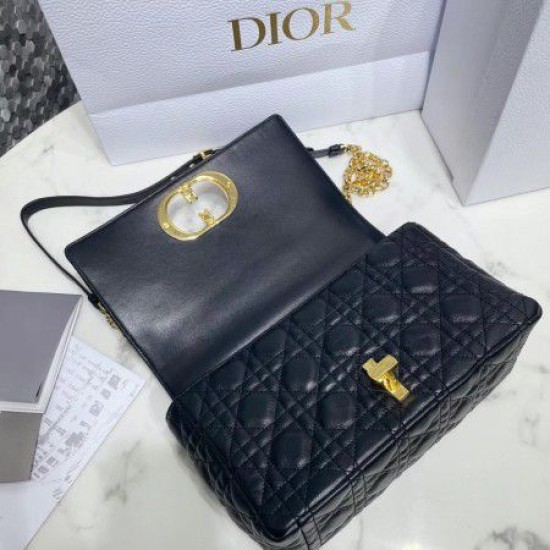 Replica Borsa media Dior Caro Cannage nera