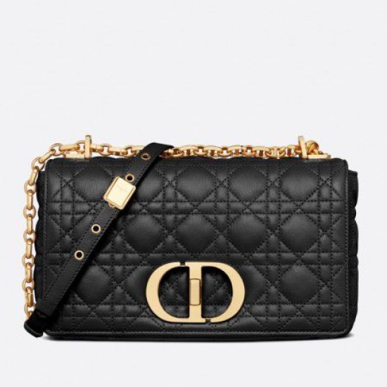 Replica Borsa media Dior Caro Cannage nera