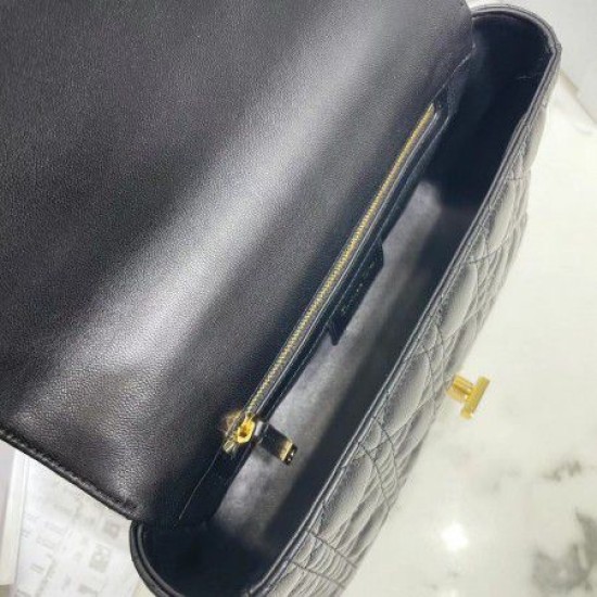 Replica Borsa media Dior Caro Cannage nera