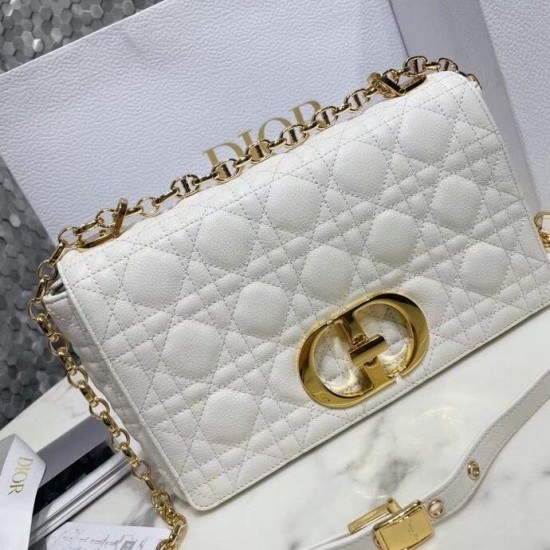 Replica Borsa media Dior Caro Cannage bianca Replica Borsa media Dior Caro Cannage bianca