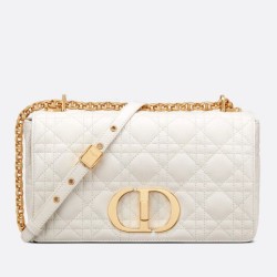 Replica Borsa media Dior Caro Cannage bianca
