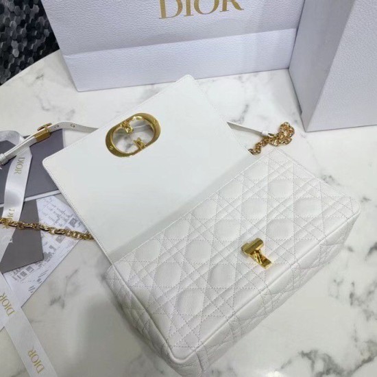 Replica Borsa media Dior Caro Cannage bianca Replica Borsa media Dior Caro Cannage bianca