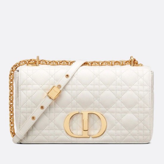 Replica Borsa media Dior Caro Cannage bianca Replica Borsa media Dior Caro Cannage bianca