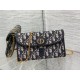 Replica Pochette con catena Dior Bobby East-West Jacquard obliquo blu