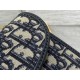 Replica Pochette con catena Dior Bobby East-West Jacquard obliquo blu