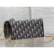 Replica Pochette con catena Dior Bobby East-West Jacquard obliquo blu