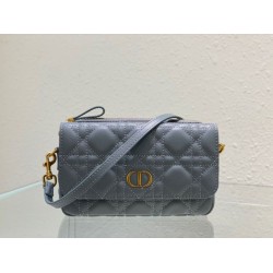 Replica Pouch Dior Caro Cannage Blu