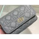 Replica Pouch Dior Caro Cannage Blu