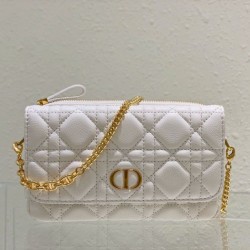 Replica Pochette Dior Caro Cannage Bianca