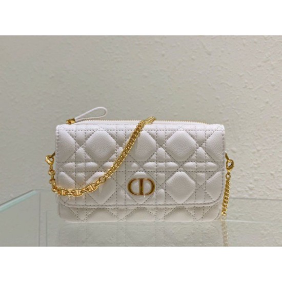 Replica Pochette Dior Caro Cannage Bianca