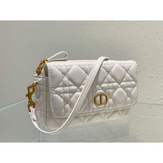 Replica Pochette Dior Caro Cannage Bianca