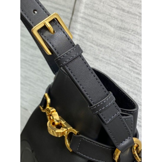 Replica Borsa a secchiello media Dior C'est Saddle in pelle di vitello nera