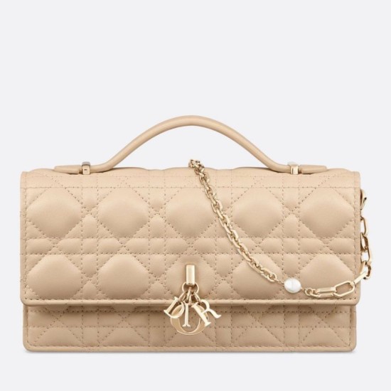 Replica Borsa Dior Miss Dior Mini Cannage in pelle di agnello Beige