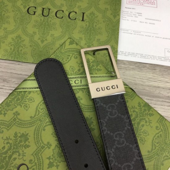 Replica Cintura Gucci GG con fibbia rettangolare 722370 35mm Acciaio Nero Replica Cintura Gucci GG con fibbia rettangolare 722370 35mm Acciaio Nero