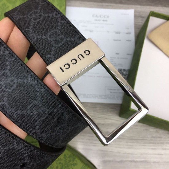 Replica Cintura Gucci GG con fibbia rettangolare 722370 35mm Acciaio Nero Replica Cintura Gucci GG con fibbia rettangolare 722370 35mm Acciaio Nero