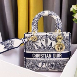 Replica Borsa Dior Medium Lady D-Lite Multicolor Ricamo Rêve d'Infini Blu
