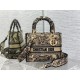 Replica Borsa Dior Medium Lady D-Lite Toile de Jouy Ricamo Marrone