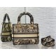 Replica Borsa Dior Medium Lady D-Lite Toile de Jouy Ricamo Marrone
