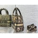 Replica Borsa Dior Medium Lady D-Lite Toile de Jouy Ricamo Marrone