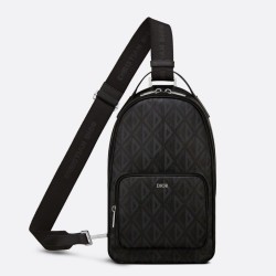 Replica Borsa a tracolla Dior Mini Rider CD Diamond Canvas nera