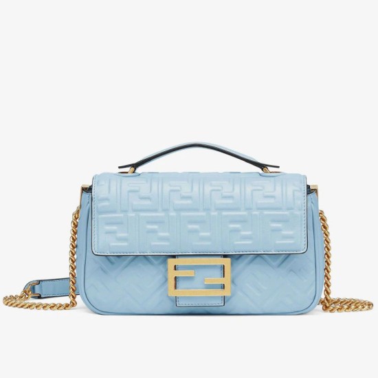 Replica Borsa Midi Fendi Baguette Chain Nappa Blu