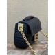 Replica Borsa midi Fendi Baguette con catena in nappa nera