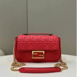 Replica Borsa Midi Fendi Baguette Chain Nappa Rossa