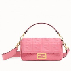 Replica Borsa Baguette Media Fendi Motivo FF Rosa