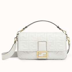 Replica Borsa Baguette Grande Fendi Motivo FF Bianca