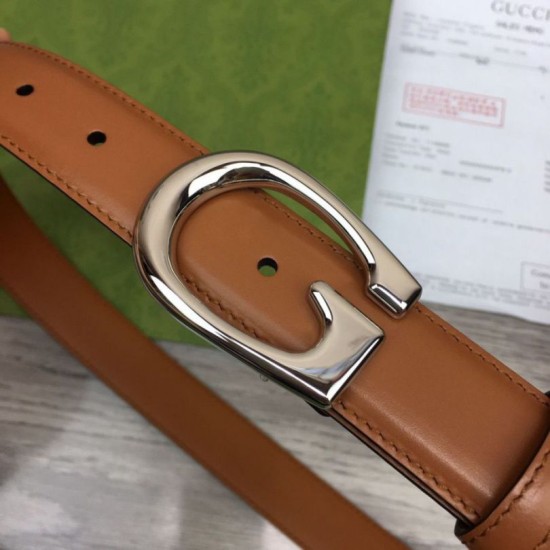 Replica Cintura sottile Gucci con fibbia G 655566 Marrone