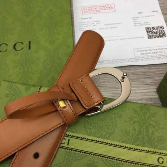 Replica Cintura sottile Gucci con fibbia G 655566 Marrone