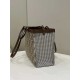 Replica Shopper Fendi X-Tote in lana pied de poule con ricamo FF 8BH374 Marrone