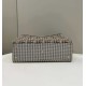 Replica Shopper Fendi X-Tote in lana pied de poule con ricamo FF 8BH374 Marrone