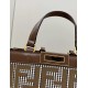 Replica Shopper Fendi X-Tote in lana pied de poule con ricamo FF 8BH374 Marrone